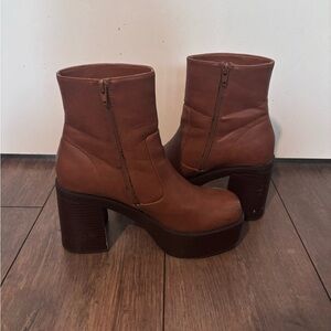 Brown Platform Ankle Boots